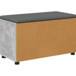vidaXL Bancos-Banco de entrada con cojín Gris Concreto 80 x 38 x 46 cm