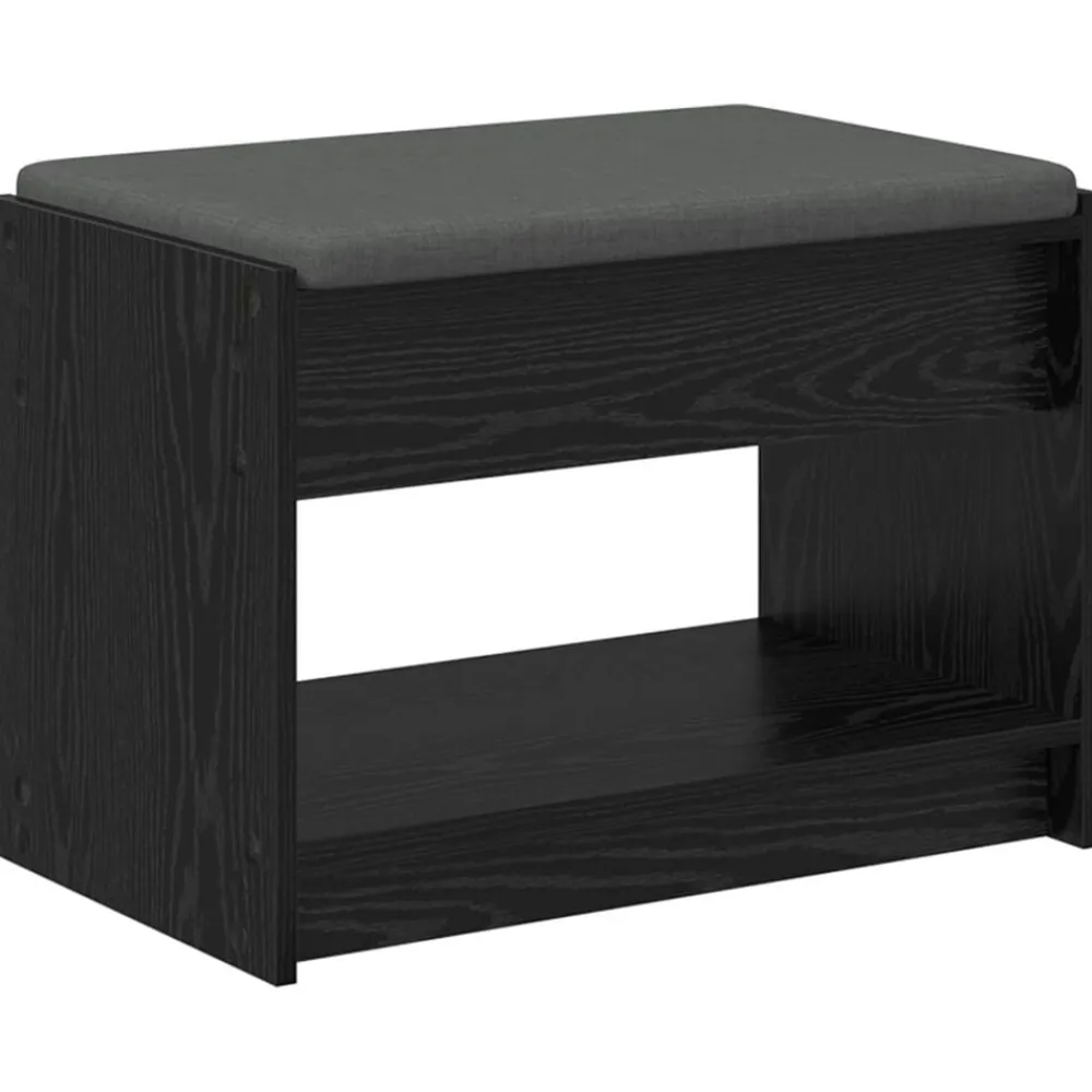 vidaXL Banco de entrada con cojín Roble Negro 63 x 38 x 45 cm Sale
