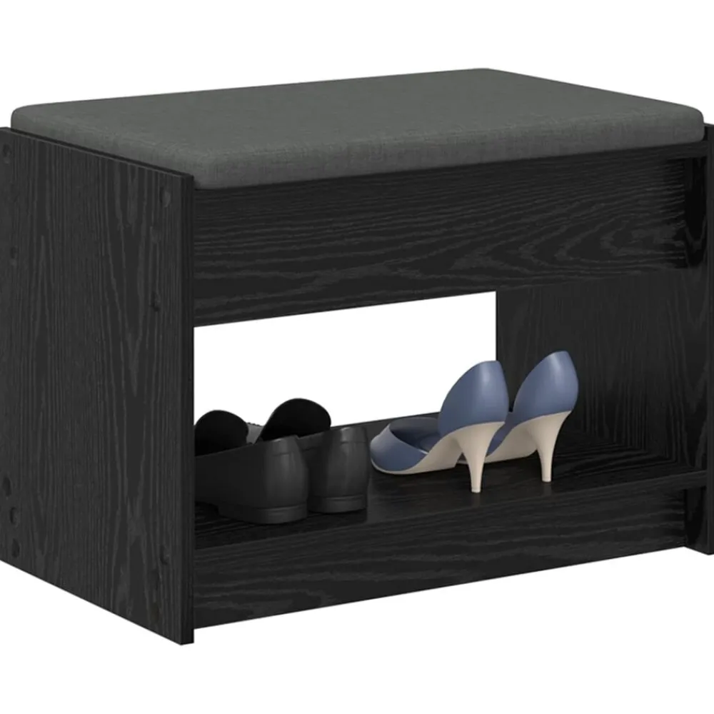 vidaXL Banco de entrada con cojín Roble Negro 63 x 38 x 45 cm Sale