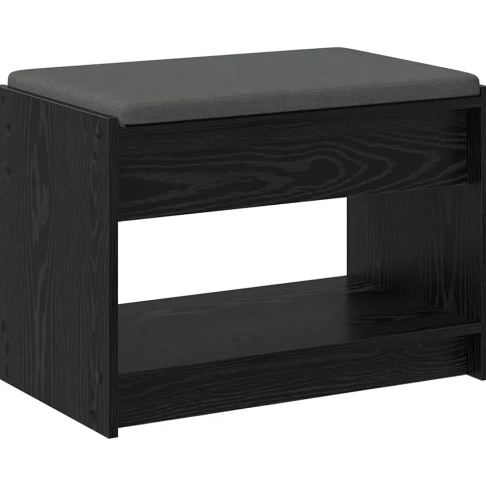 vidaXL Banco de entrada con cojín Roble Negro 63 x 38 x 45 cm Sale