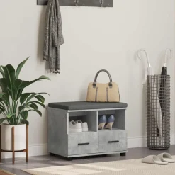 vidaXL Banco de entrada con cojín Gris Concreto 60 x 38 x 46 cm Gris hormig&oacute;n Sale