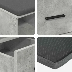 vidaXL Banco de entrada con cojín Gris Concreto 60 x 38 x 46 cm Gris hormig&oacute;n Sale