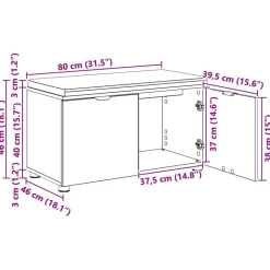vidaXL Bancos-Banco de entrada con cojín 80 x 38 x 46 cm