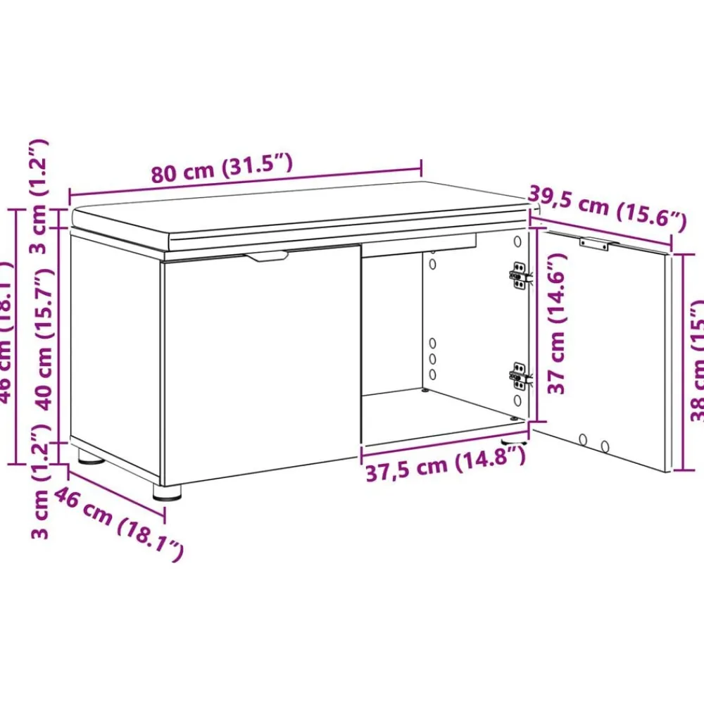 vidaXL Bancos-Banco de entrada con cojín 80 x 38 x 46 cm