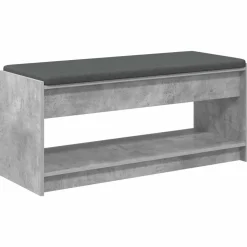 vidaXL Bancos-Banco de entrada con cojín Gris Concreto 103 x 38 x 45 cm