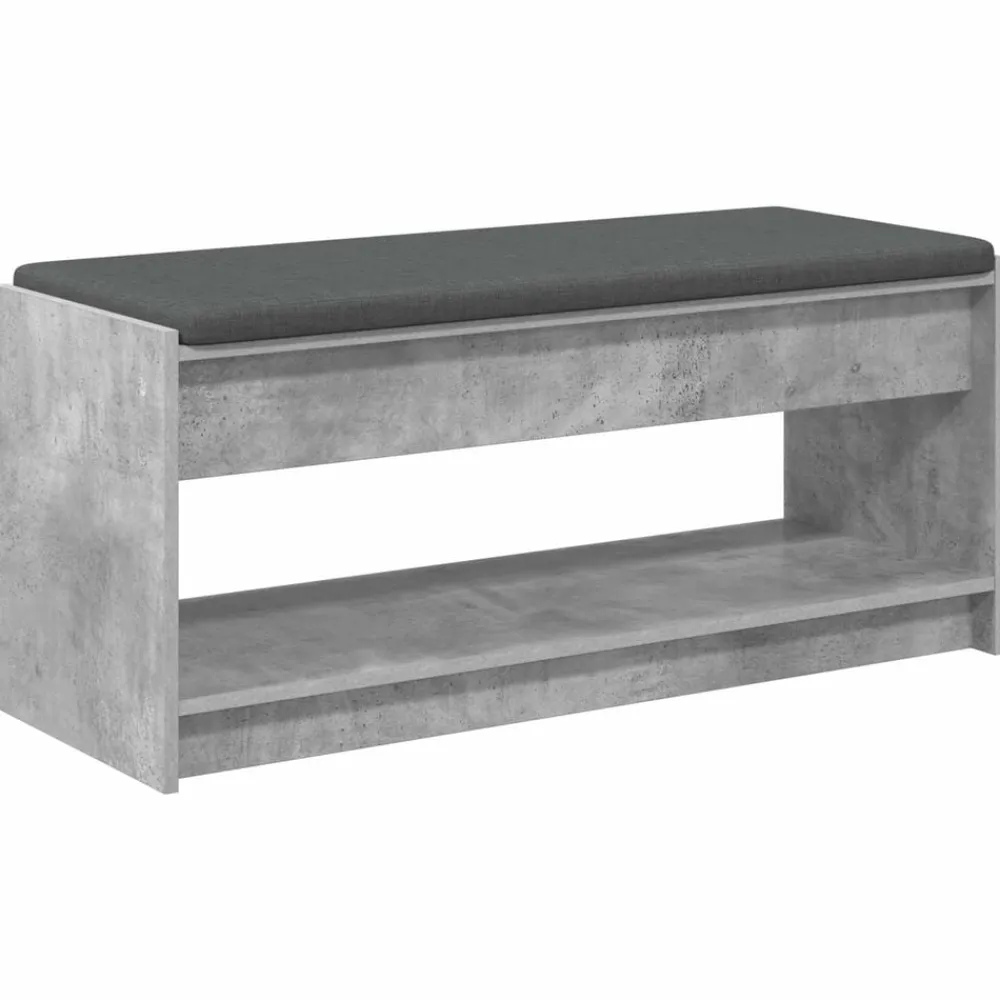vidaXL Bancos-Banco de entrada con cojín Gris Concreto 103 x 38 x 45 cm