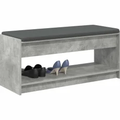 vidaXL Bancos-Banco de entrada con cojín Gris Concreto 103 x 38 x 45 cm