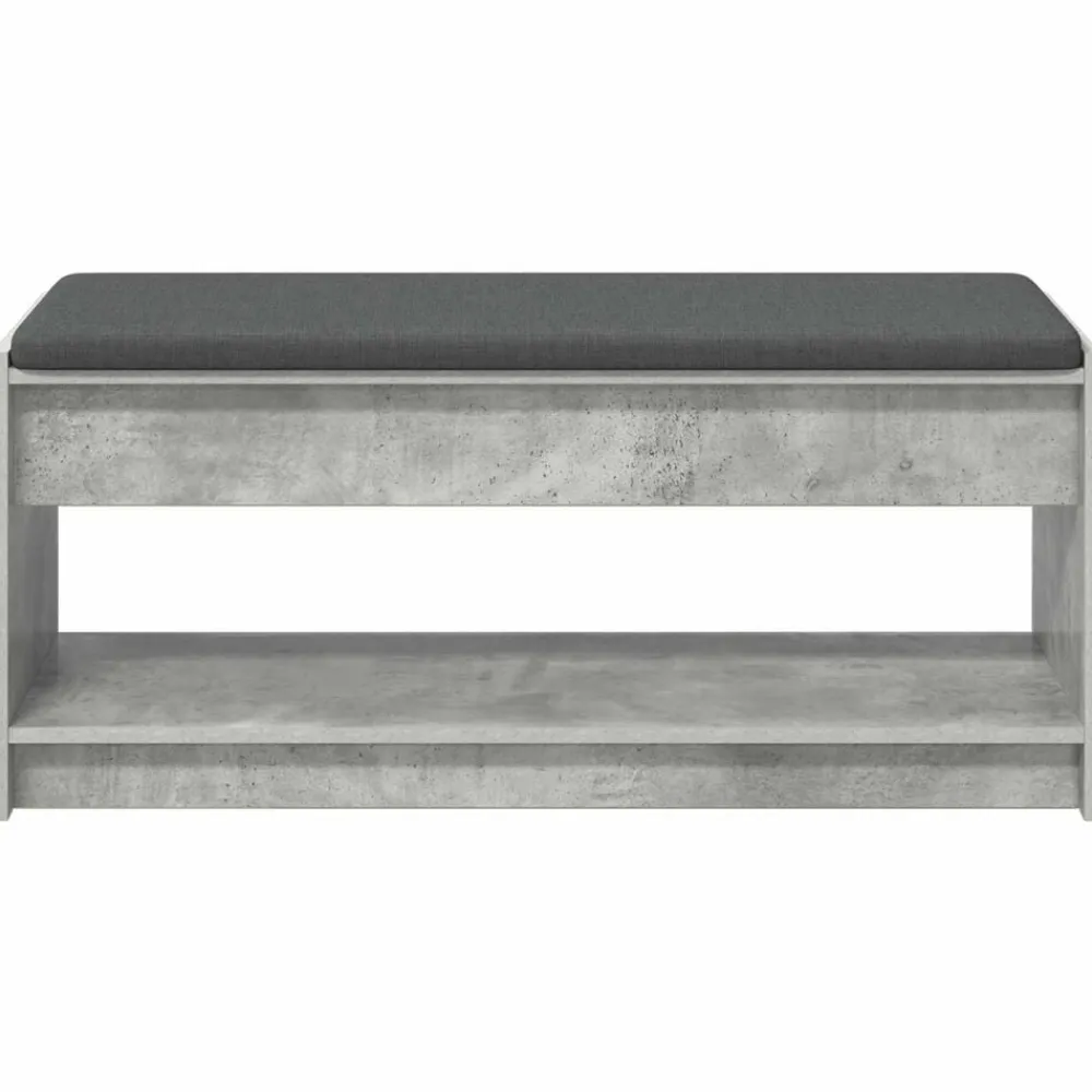 vidaXL Bancos-Banco de entrada con cojín Gris Concreto 103 x 38 x 45 cm