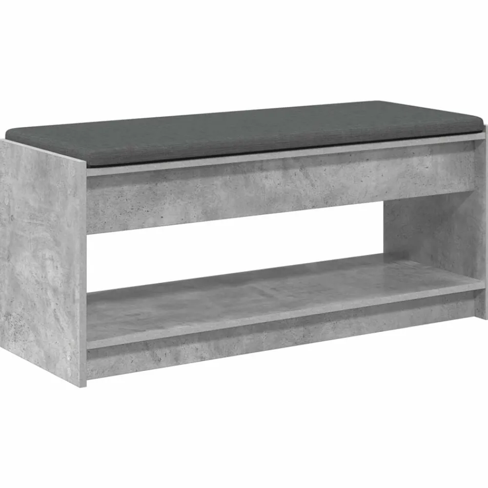 vidaXL Bancos-Banco de entrada con cojín Gris Concreto 103 x 38 x 45 cm