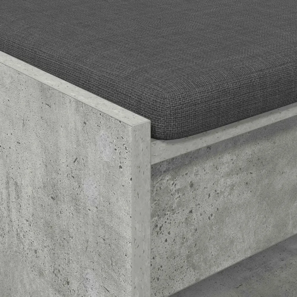 vidaXL Bancos-Banco de entrada con cojín Gris Concreto 103 x 38 x 45 cm