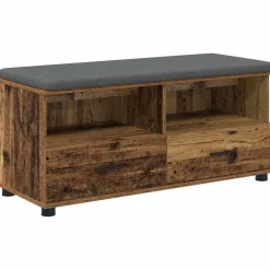 vidaXL Banco de entrada con cojín Madera vieja 100 x 38 x 46 cm Madera envejecida Sale