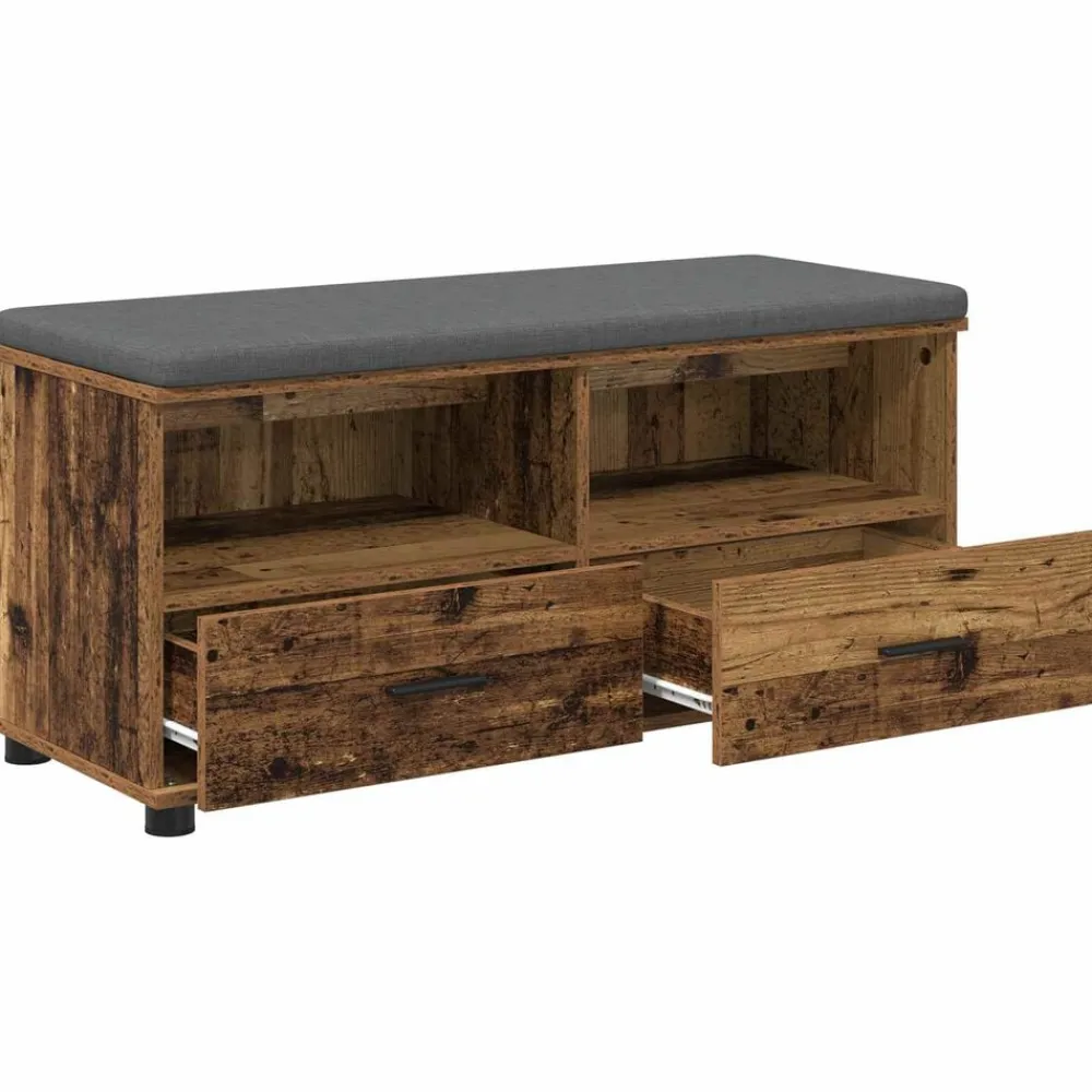 vidaXL Banco de entrada con cojín Madera vieja 100 x 38 x 46 cm Madera envejecida Sale