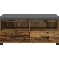 vidaXL Banco de entrada con cojín Madera vieja 100 x 38 x 46 cm Madera envejecida Sale