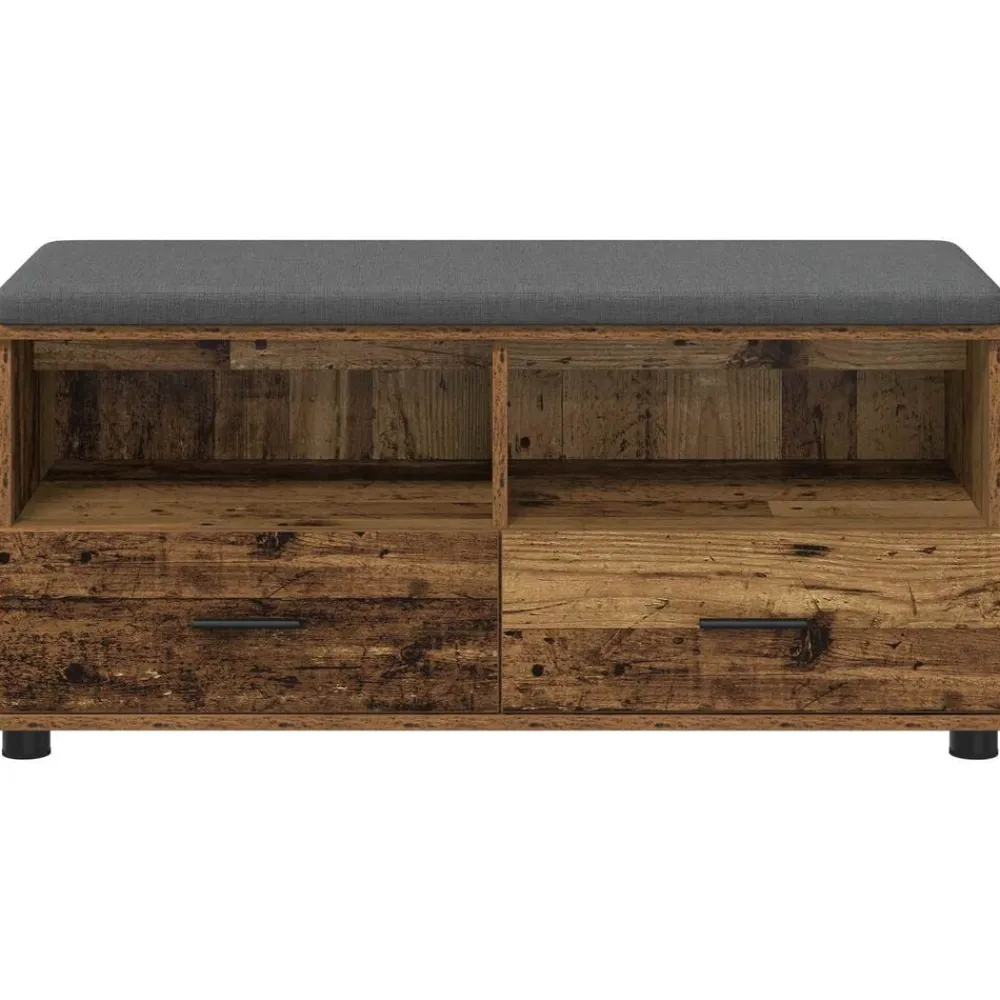 vidaXL Banco de entrada con cojín Madera vieja 100 x 38 x 46 cm Madera envejecida Sale