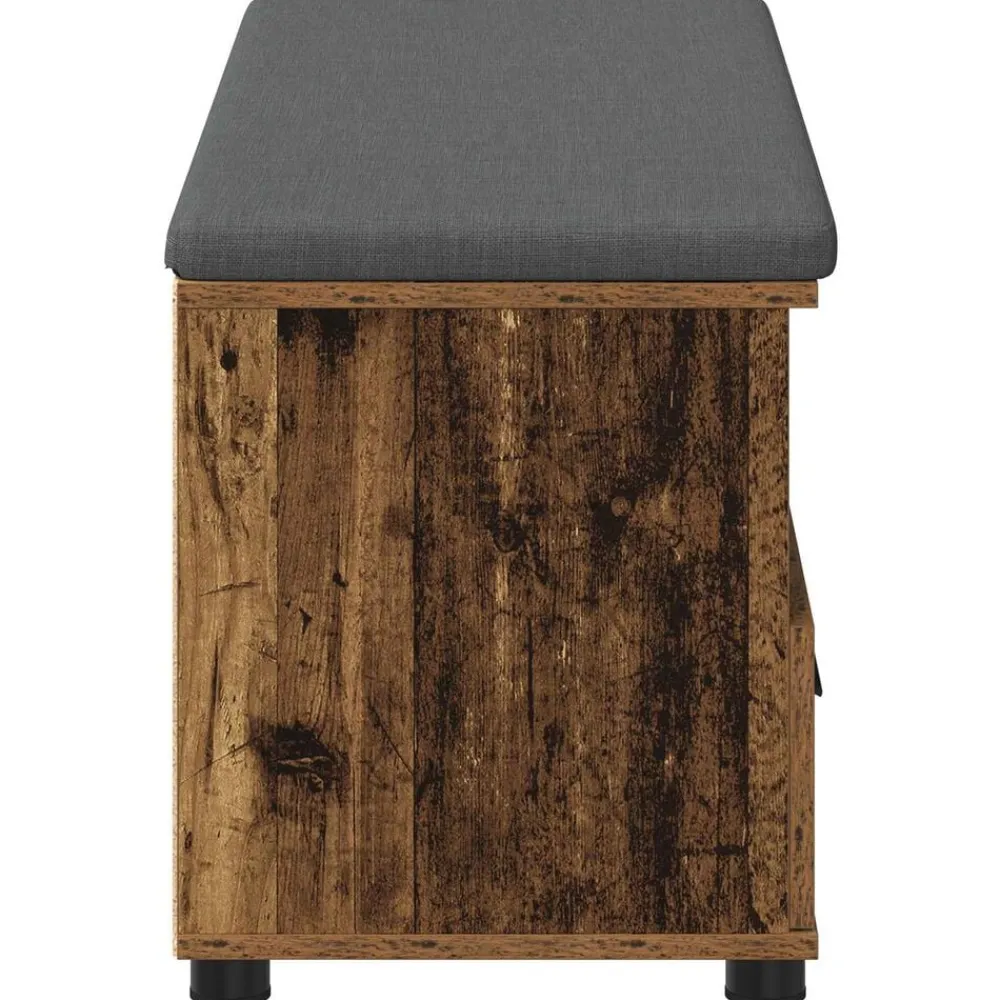 vidaXL Banco de entrada con cojín Madera vieja 100 x 38 x 46 cm Madera envejecida Sale