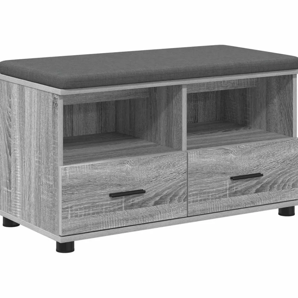 vidaXL Banco de entrada con cojín 80 x 38 x 46 cm Gris sonoma Sale