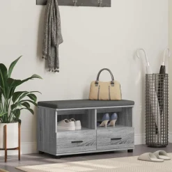 vidaXL Banco de entrada con cojín 80 x 38 x 46 cm Gris sonoma Sale