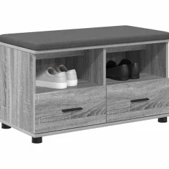 vidaXL Banco de entrada con cojín 80 x 38 x 46 cm Gris sonoma Sale