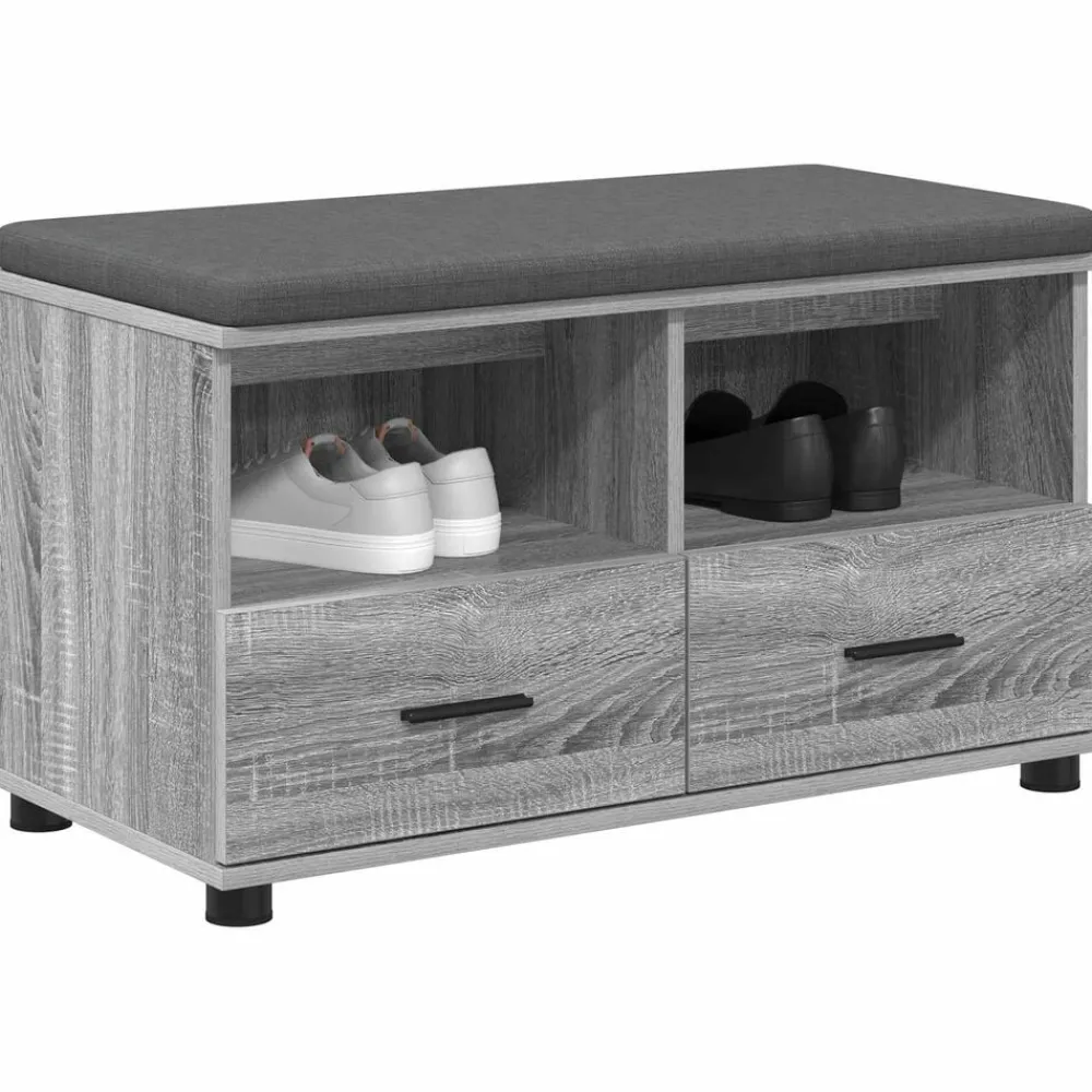 vidaXL Banco de entrada con cojín 80 x 38 x 46 cm Gris sonoma Sale