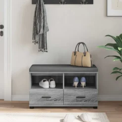 vidaXL Banco de entrada con cojín 80 x 38 x 46 cm Gris sonoma Sale