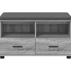 vidaXL Banco de entrada con cojín 80 x 38 x 46 cm Gris sonoma Sale