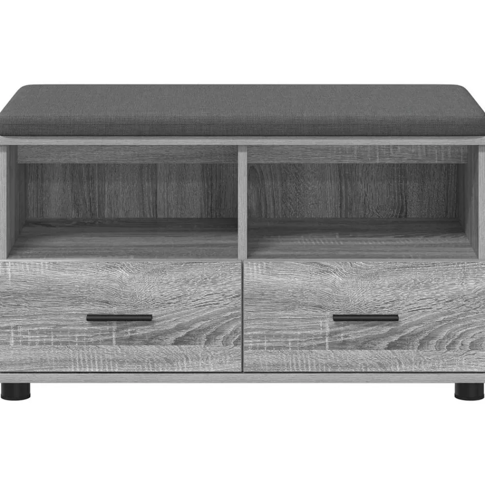vidaXL Banco de entrada con cojín 80 x 38 x 46 cm Gris sonoma Sale