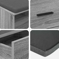 vidaXL Banco de entrada con cojín 80 x 38 x 46 cm Gris sonoma Sale