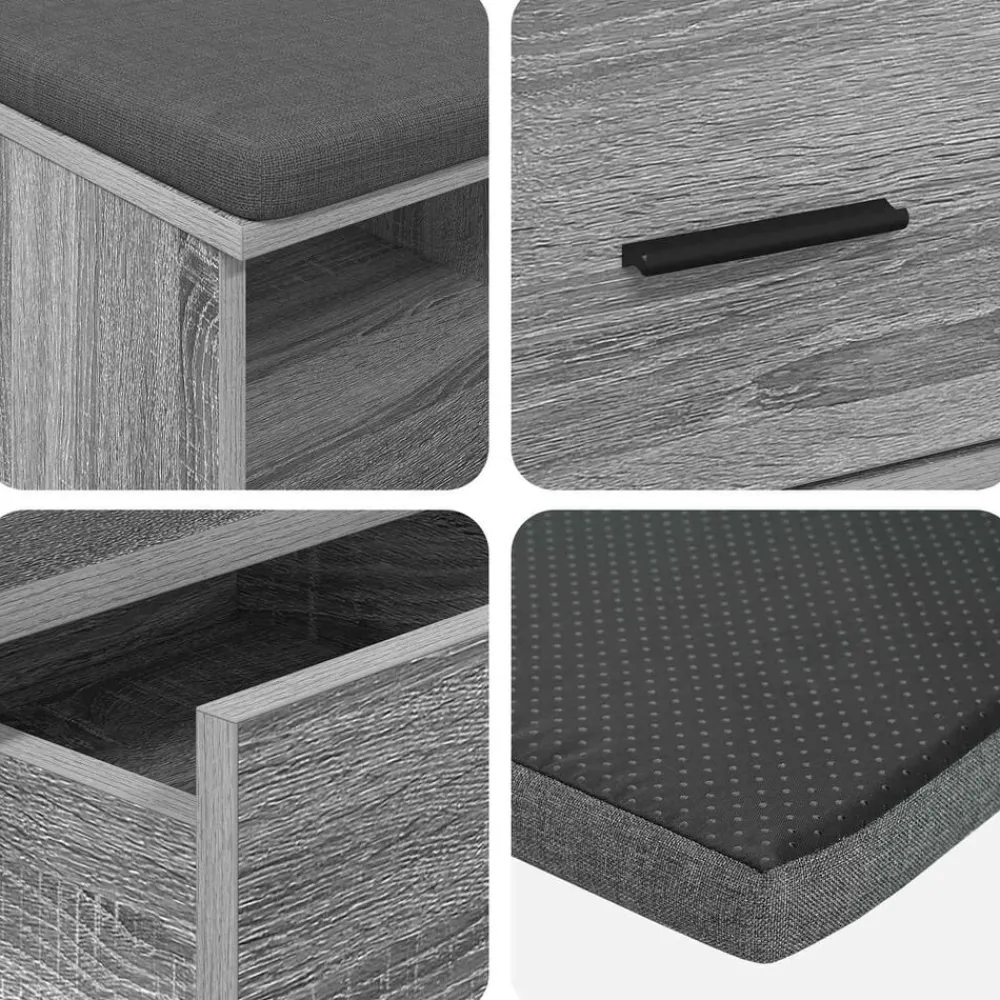 vidaXL Banco de entrada con cojín 80 x 38 x 46 cm Gris sonoma Sale