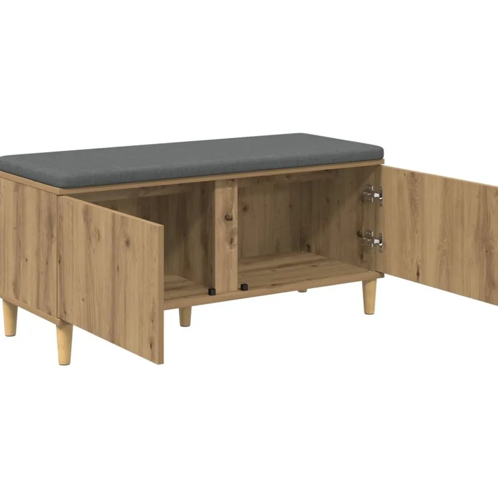 vidaXL Bancos-Banco de entrada con cojín Roble Artesanal 100 x 38 x 46 cm