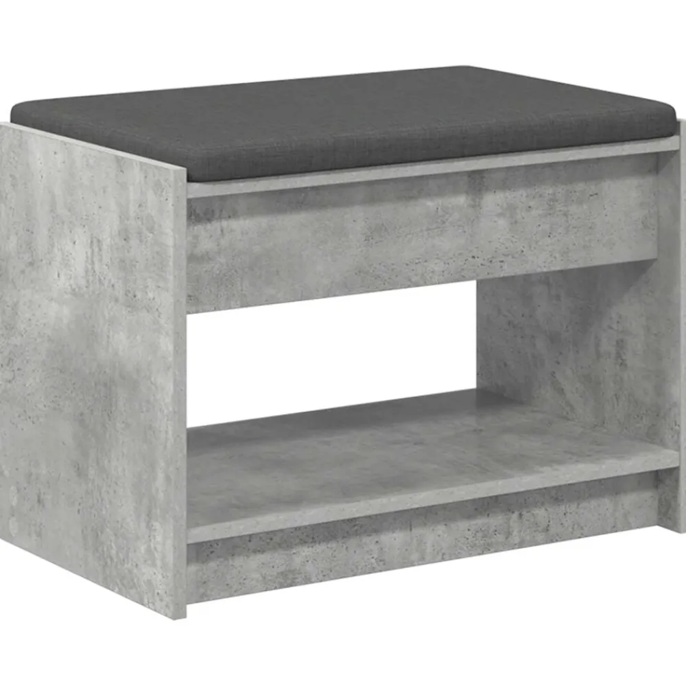 vidaXL Bancos-Banco de entrada con cojín Gris Concreto 63 x 38 x 45 cm