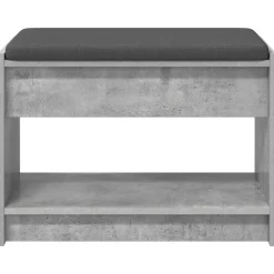 vidaXL Bancos-Banco de entrada con cojín Gris Concreto 63 x 38 x 45 cm