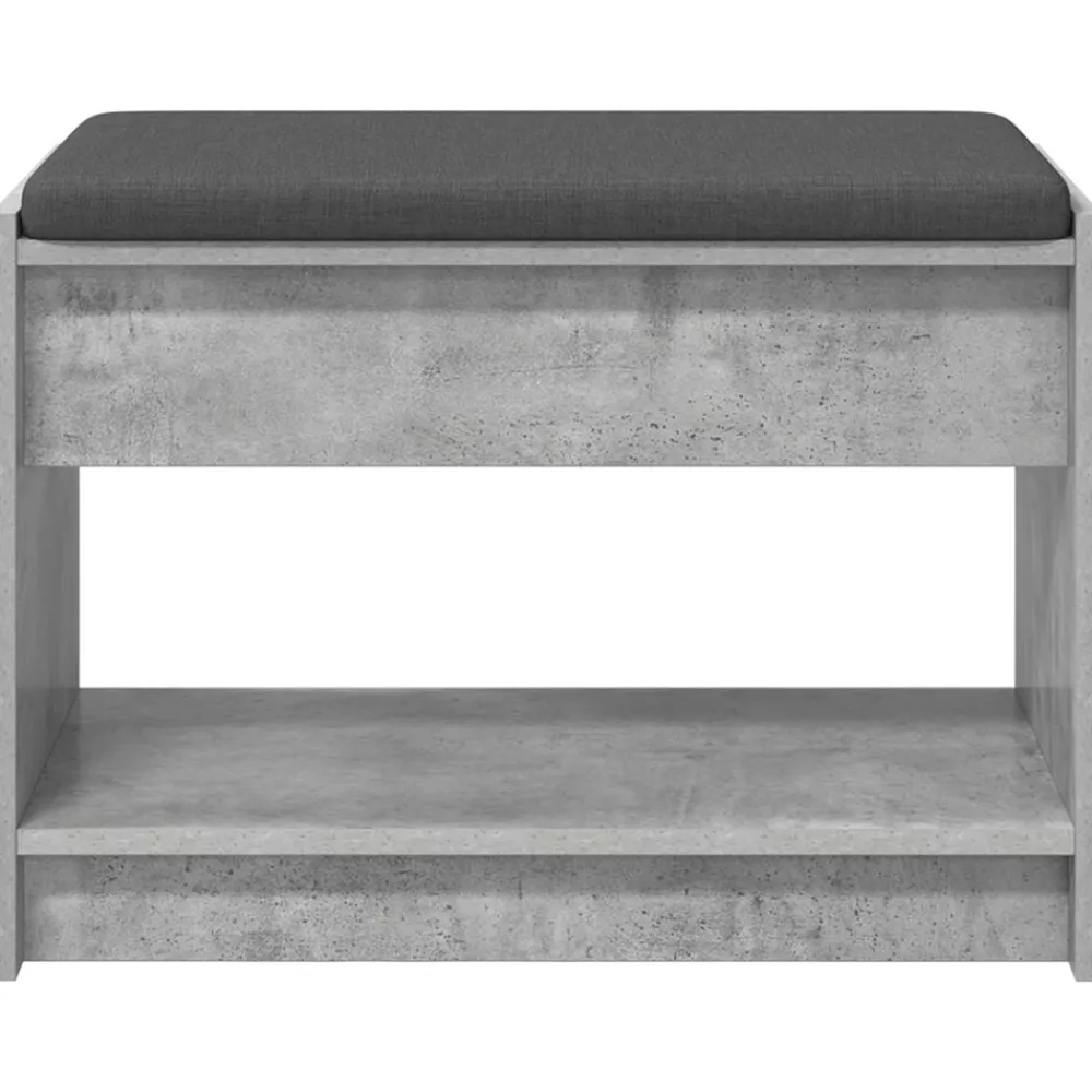 vidaXL Bancos-Banco de entrada con cojín Gris Concreto 63 x 38 x 45 cm
