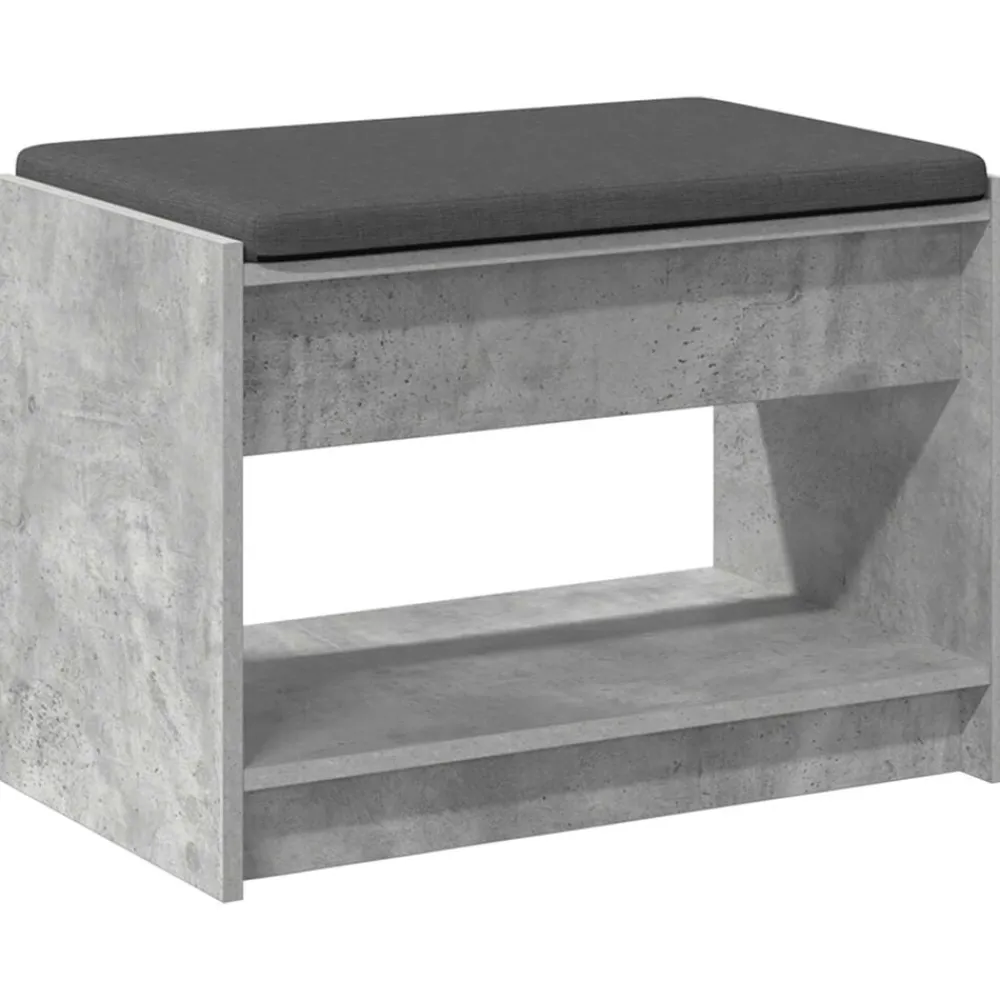 vidaXL Bancos-Banco de entrada con cojín Gris Concreto 63 x 38 x 45 cm