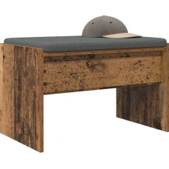 vidaXL Bancos-Banco de entrada con cojín Madera vieja 63 x 38 x 40 cm