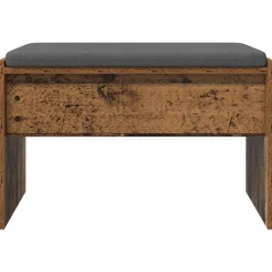 vidaXL Bancos-Banco de entrada con cojín Madera vieja 63 x 38 x 40 cm