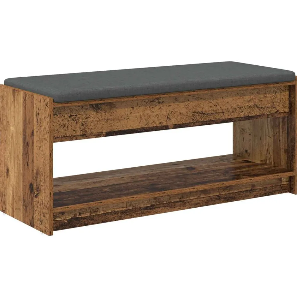 vidaXL Banco de entrada con cojín Madera vieja 103 x 38 x 45 cm Madera envejecida Best