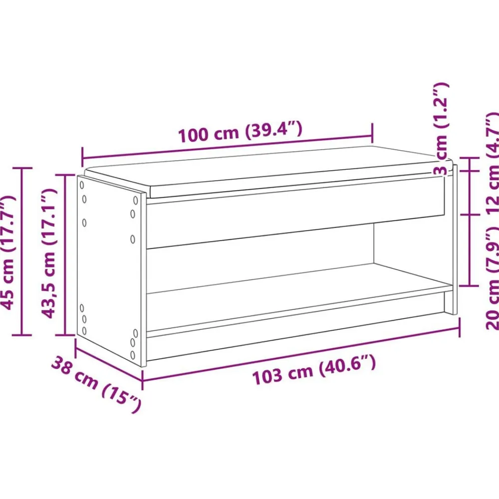 vidaXL Banco de entrada con cojín Madera vieja 103 x 38 x 45 cm Madera envejecida Best
