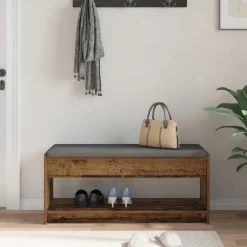 vidaXL Banco de entrada con cojín Madera vieja 103 x 38 x 45 cm Madera envejecida Best