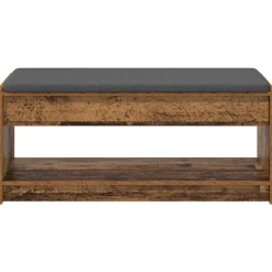 vidaXL Banco de entrada con cojín Madera vieja 103 x 38 x 45 cm Madera envejecida Best