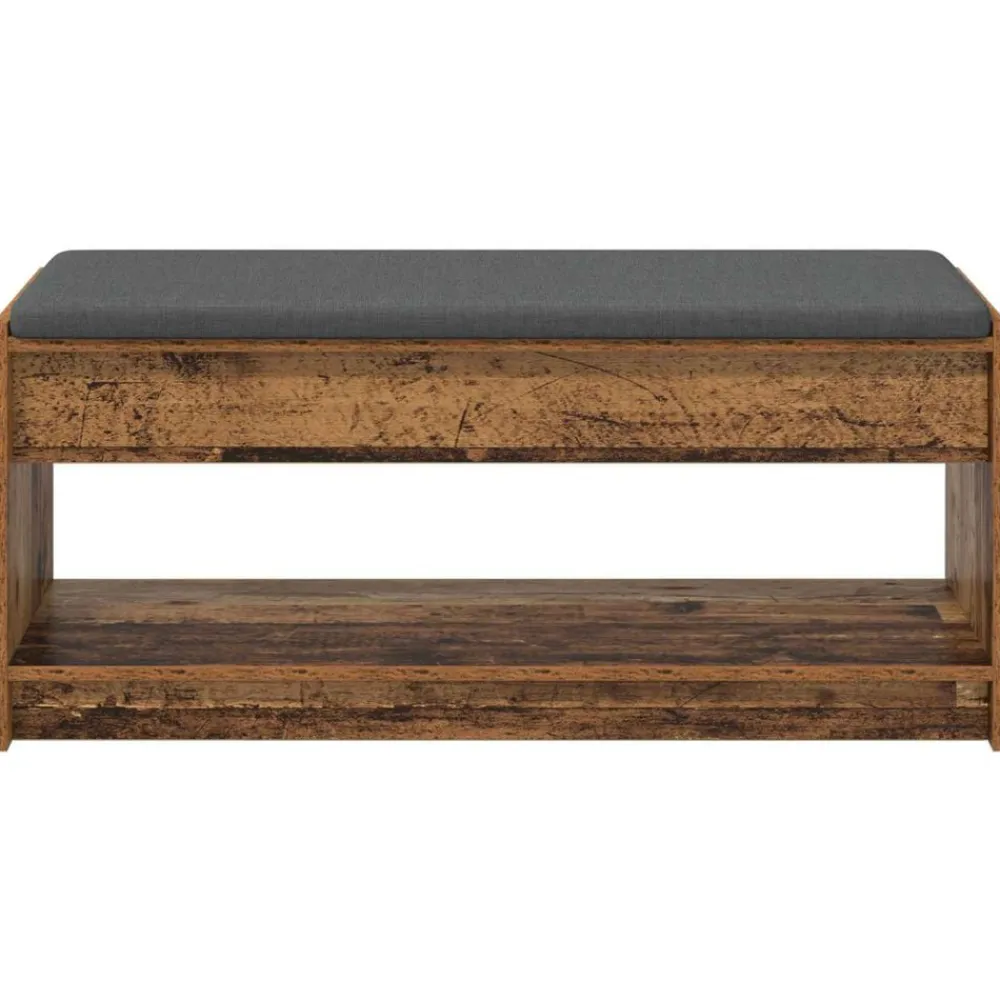 vidaXL Banco de entrada con cojín Madera vieja 103 x 38 x 45 cm Madera envejecida Best