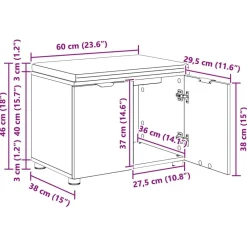 vidaXL Banco de entrada con cojín 60 x 38 x 46 cm Roble ahumado Hot
