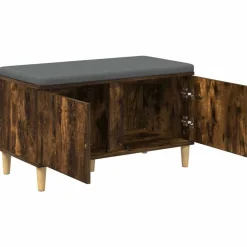 vidaXL Banco de entrada con cojín 80 x 38 x 46 cm Roble ahumado Best