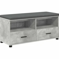 vidaXL Bancos-Banco de entrada con cojín Gris Concreto 100 x 38 x 46 cm