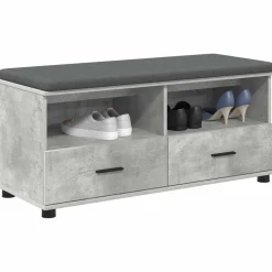 vidaXL Bancos-Banco de entrada con cojín Gris Concreto 100 x 38 x 46 cm