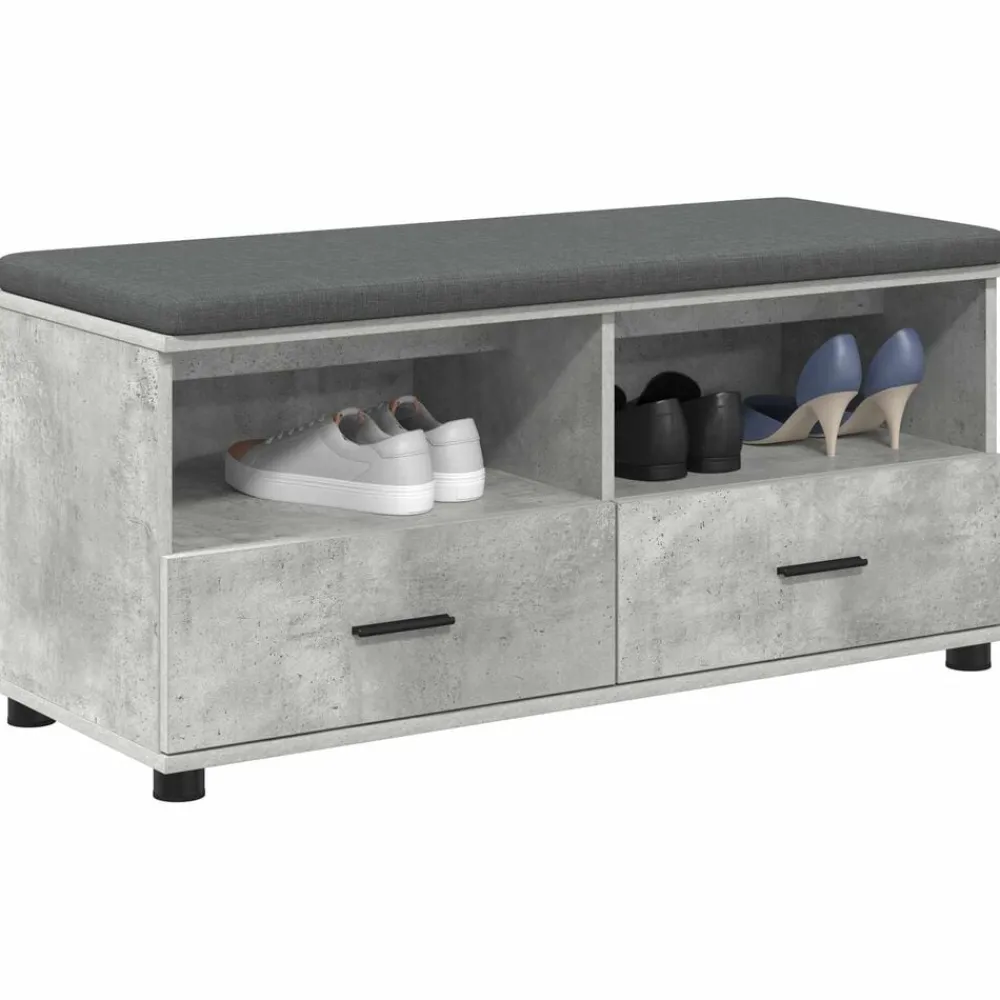 vidaXL Bancos-Banco de entrada con cojín Gris Concreto 100 x 38 x 46 cm