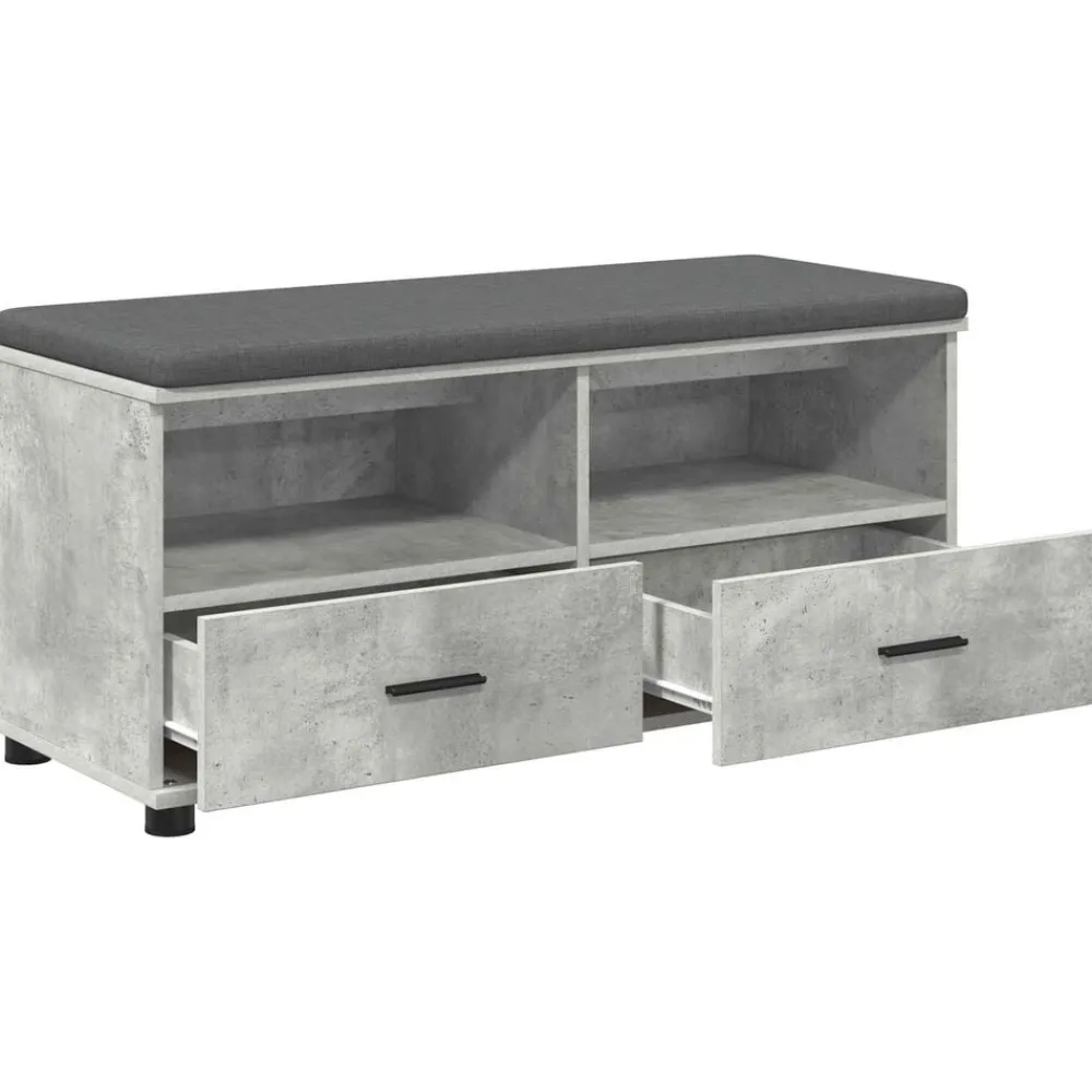 vidaXL Bancos-Banco de entrada con cojín Gris Concreto 100 x 38 x 46 cm