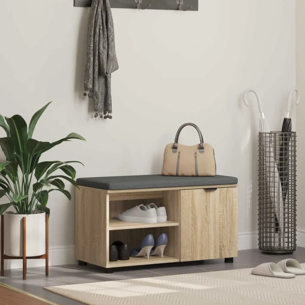 vidaXL Bancos-Banco de entrada con cojín 80 x 38 x 46 cm