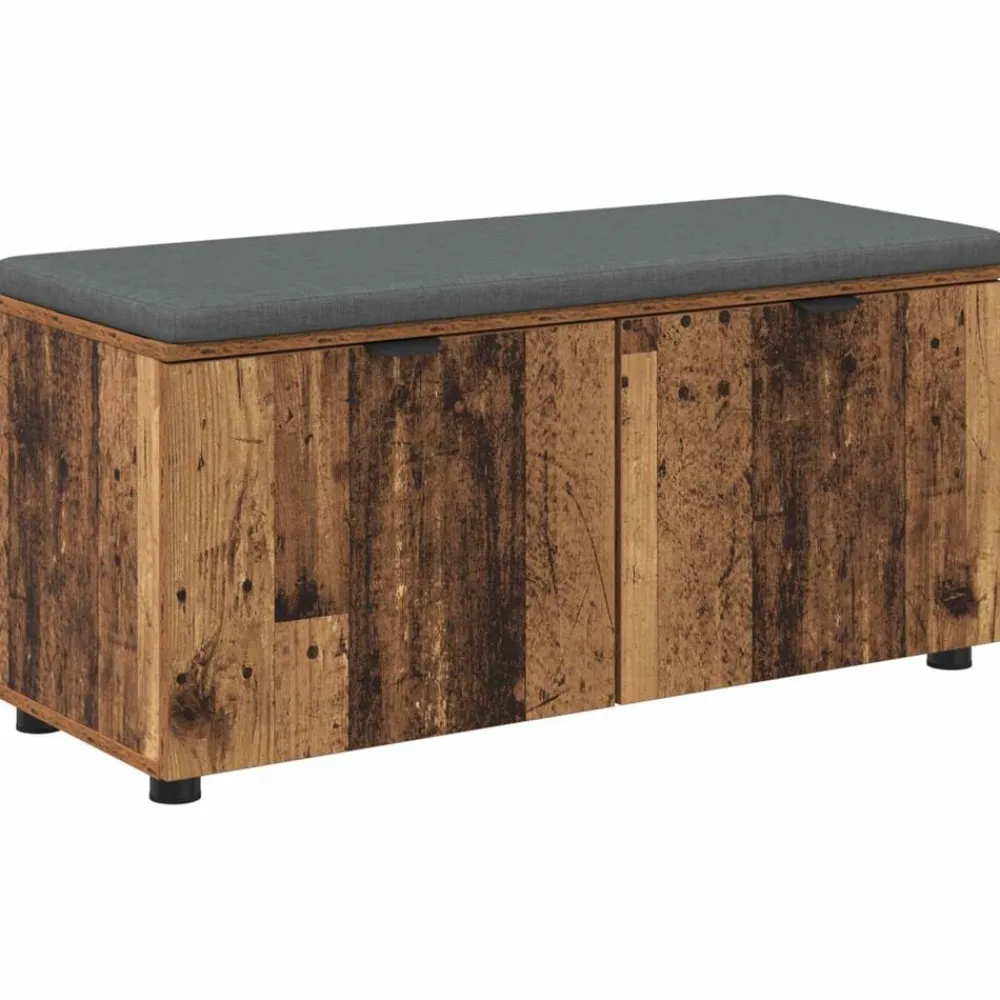 vidaXL Bancos-Banco de entrada con cojín Madera vieja 100 x 38 x 46 cm