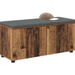 vidaXL Bancos-Banco de entrada con cojín Madera vieja 100 x 38 x 46 cm