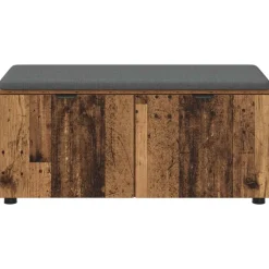 vidaXL Bancos-Banco de entrada con cojín Madera vieja 100 x 38 x 46 cm